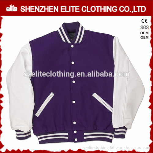 custom made pu leather sleeves purple leather bomber jacket